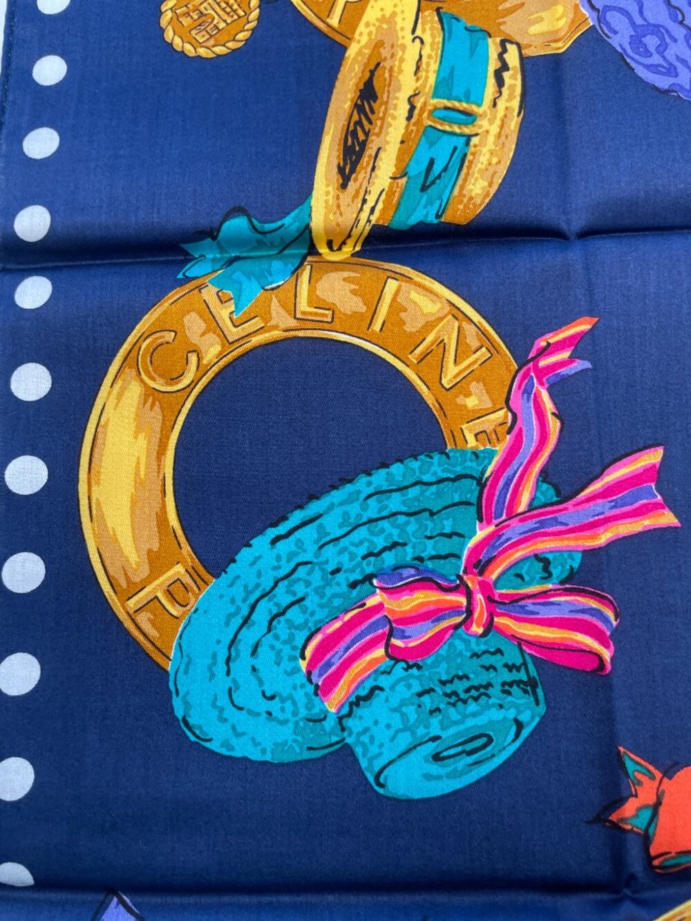 Céline Paris Cotton Scarf Colorful Hat Print - Picture 11 of 15